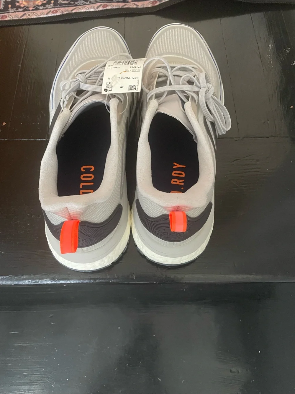 adidas Men’s Light Gray and Black Cold RDY Sneakers with Orange Pull Tabs